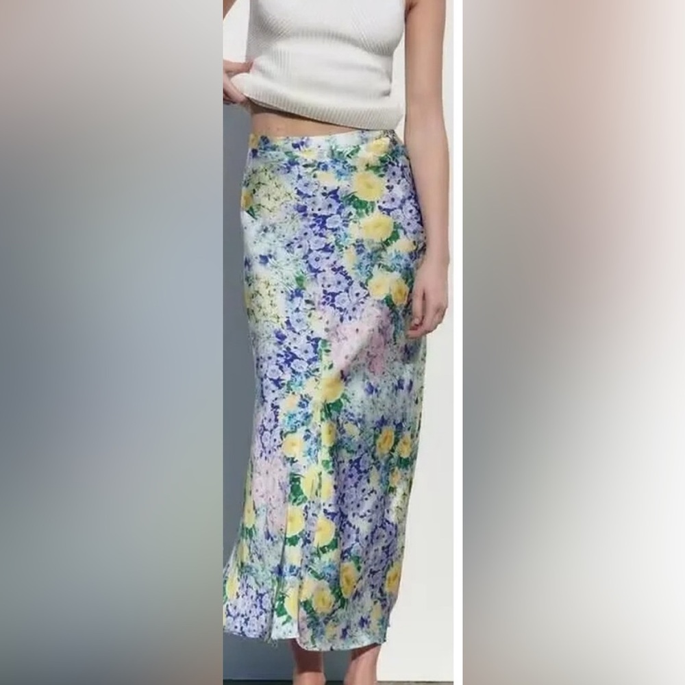 Zara Satin Floral Skirt